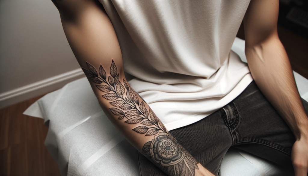 A tattoo mood board showcasing an array of sleeve tattoo inspirations, sketches, and handwritten notes.